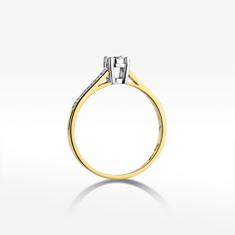 Pierścionek z żółtego złota z diamentami  - próba 585 0,13CT PV-233A