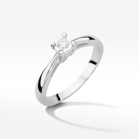 Pierścionek z białego złota z diamentem - próba 585 0,08CT PV-235B