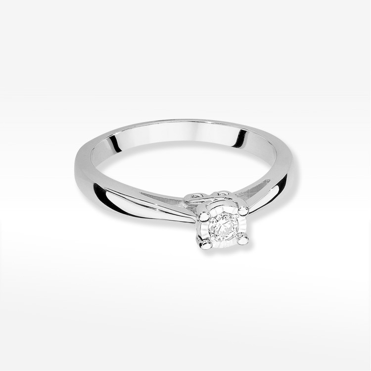 Pierścionek z białego złota z diamentem - próba 585 0,08CT PV-235B