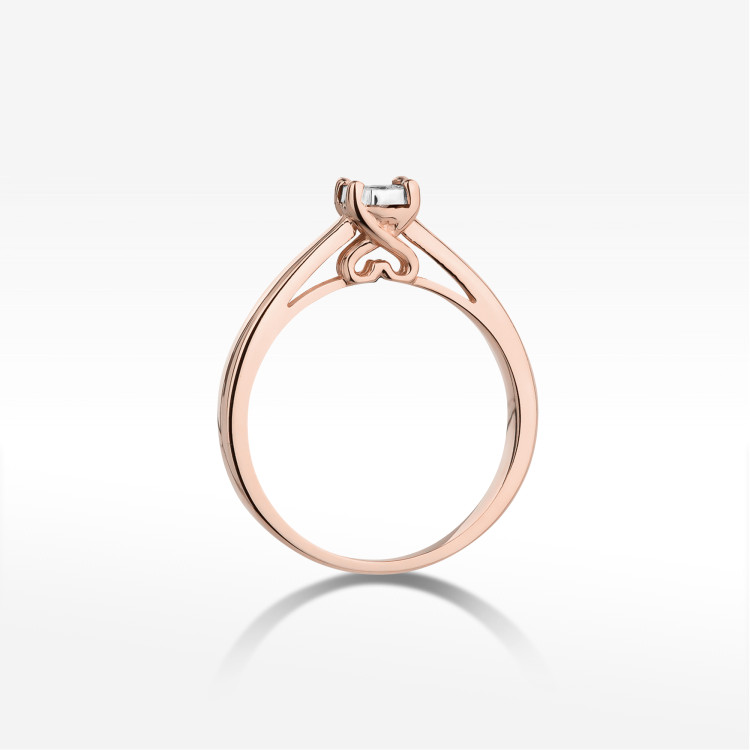 Pierścionek z różowego złota z diamentem - próba 585 0,08CT PV-235C