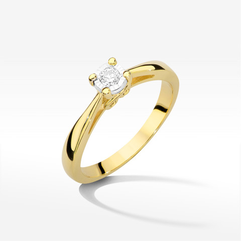 Pierścionek z żółtego złota z diamentem - próba 585 0,08CT PV-235A