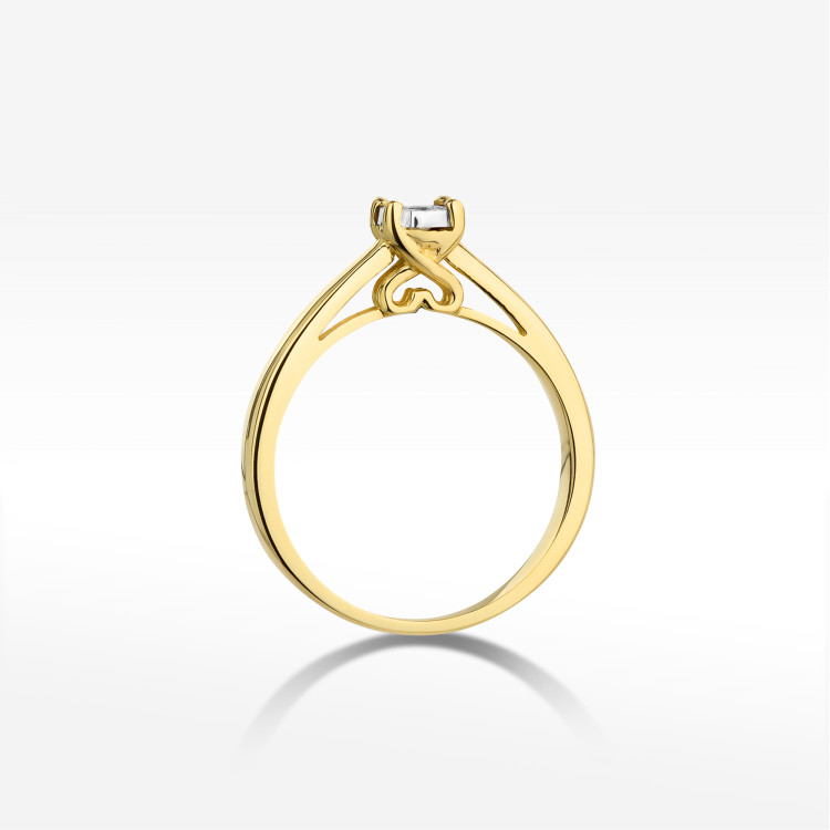 Pierścionek z żółtego złota z diamentem - próba 585 0,08CT PV-235A