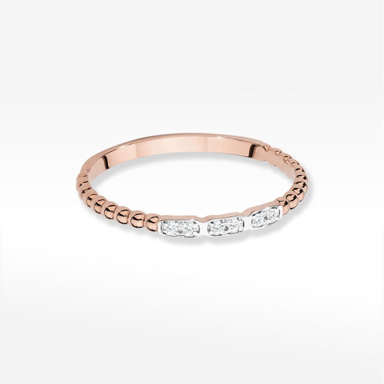 Pierścionek W0479 z diamentami 0,03CT różowe złoto