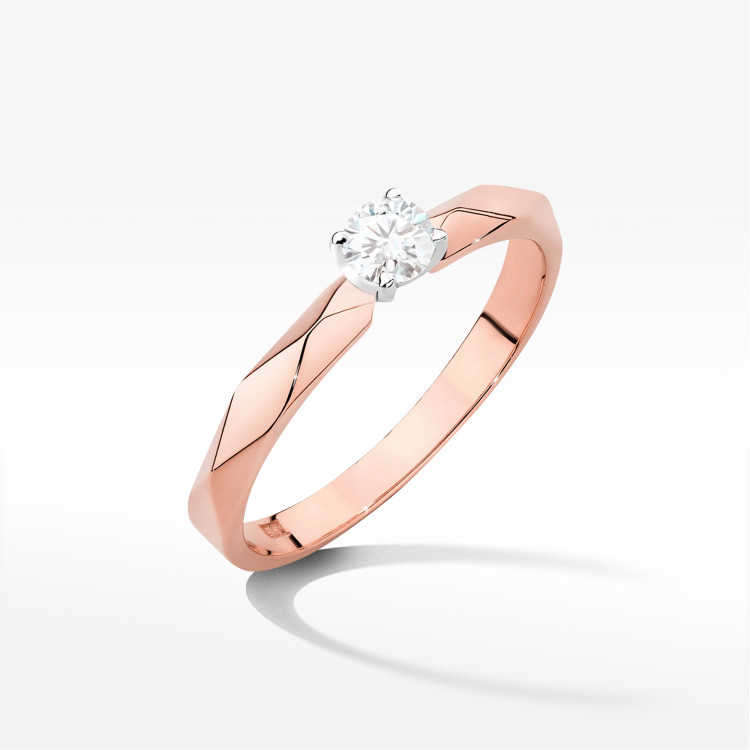 Pierścionek W0484 Diament 0,10ct różowe złoto