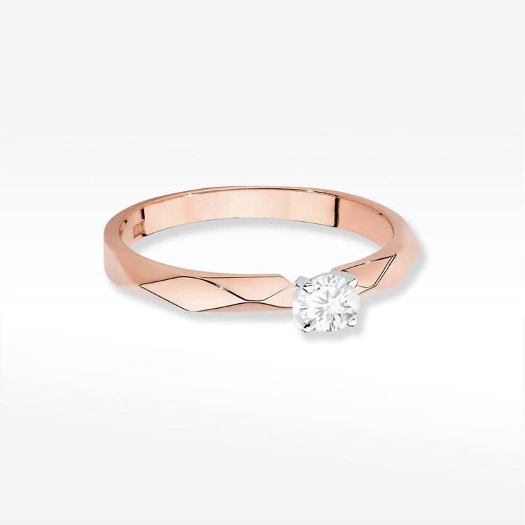 Pierścionek W0484 Diament 0,10ct różowe złoto