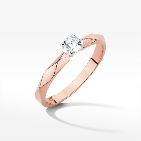 Pierścionek W0484 Diament 0,15ct różowe złoto