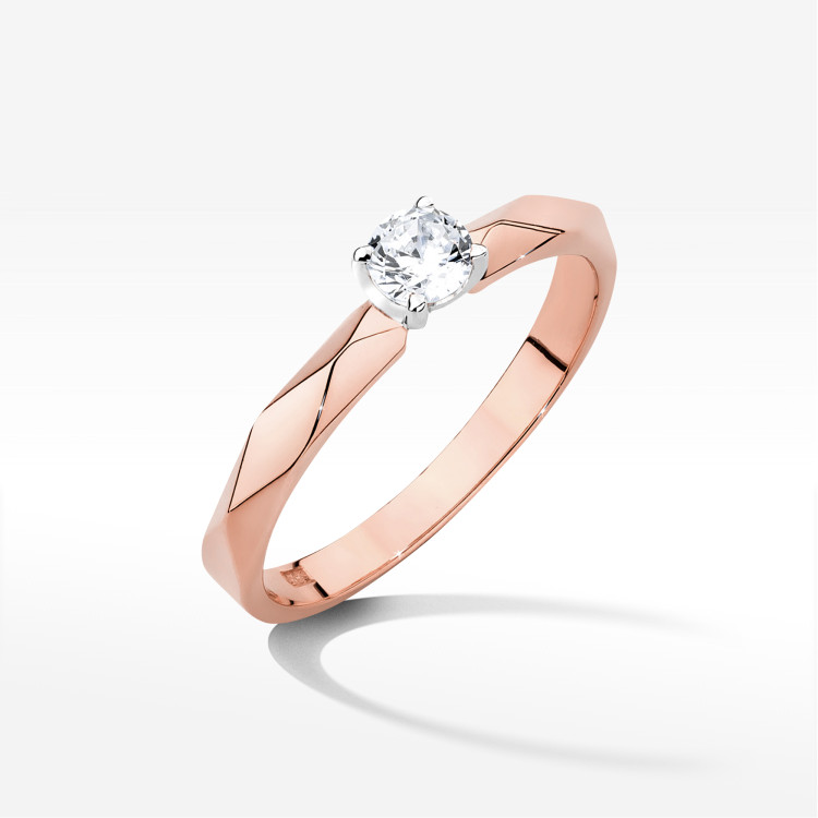 Pierścionek W0484 Diament 0,15ct różowe złoto