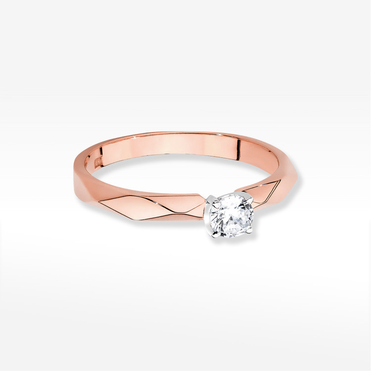 Pierścionek W0484 Diament 0,15ct różowe złoto