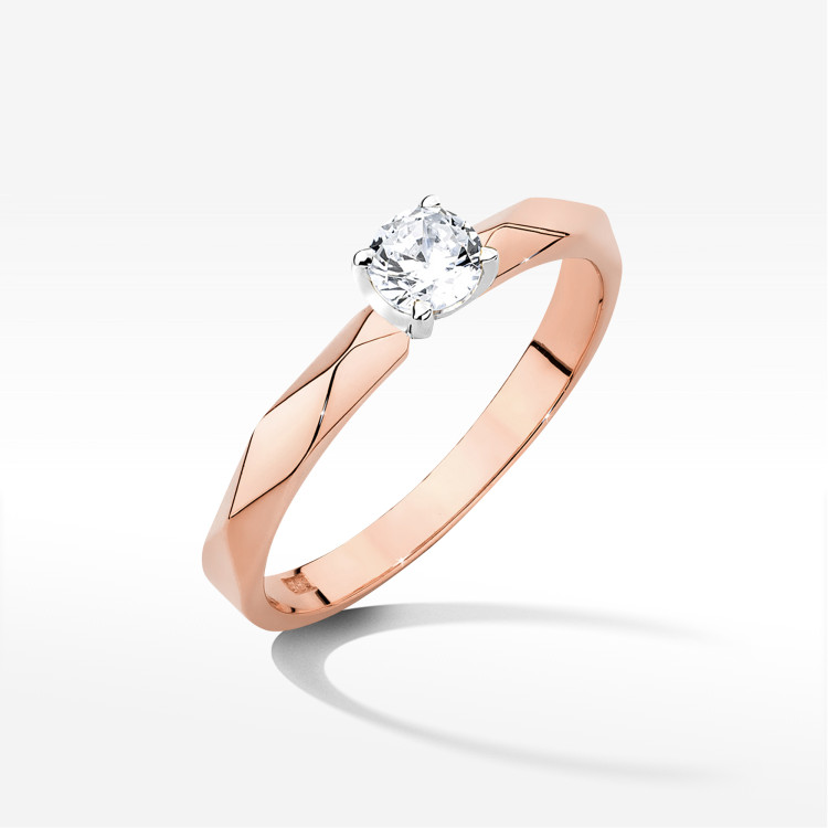 Pierścionek W0484 Diament 0,20ct różowe złoto