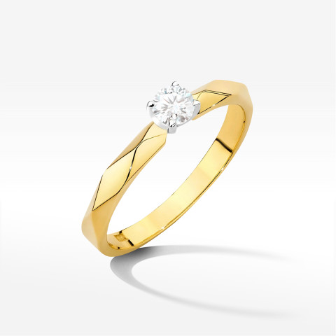 Pierścionek W0484 Diament 0,10ct żółte złoto