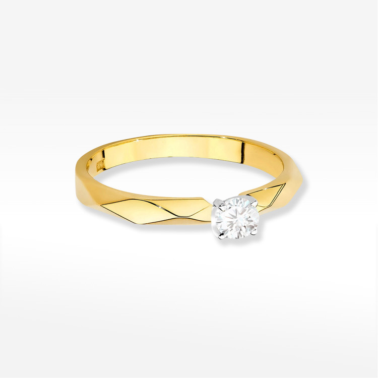 Pierścionek W0484 Diament 0,10ct żółte złoto