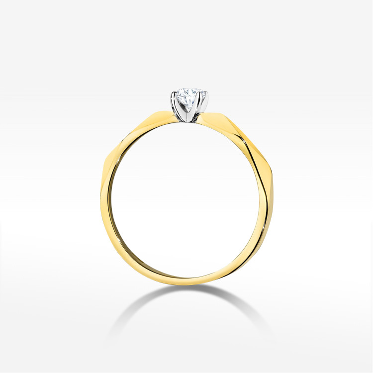 Pierścionek W0484 Diament 0,10ct żółte złoto