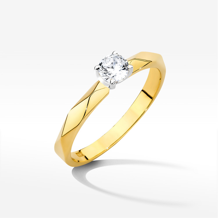 Pierścionek W0484 Diament 0,20ct żółte złoto