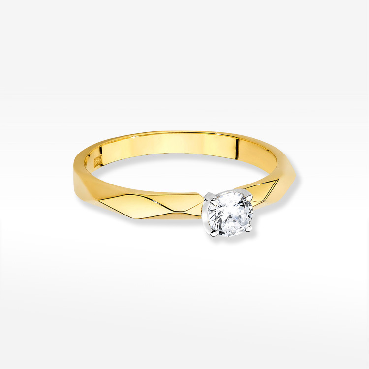Pierścionek W0484 Diament 0,20ct żółte złoto