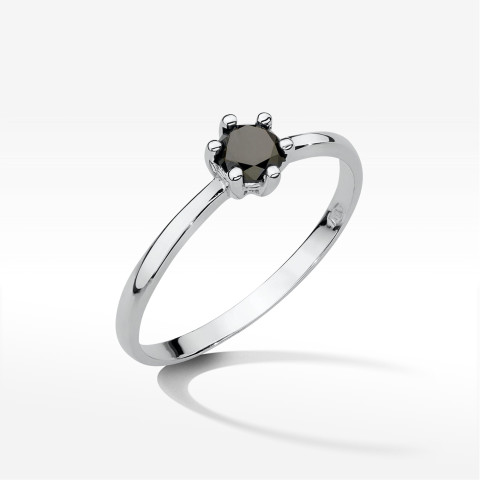 Pierścionek z białego złota z czarnym diamentem - próba 585 0,60CT PV-227BK