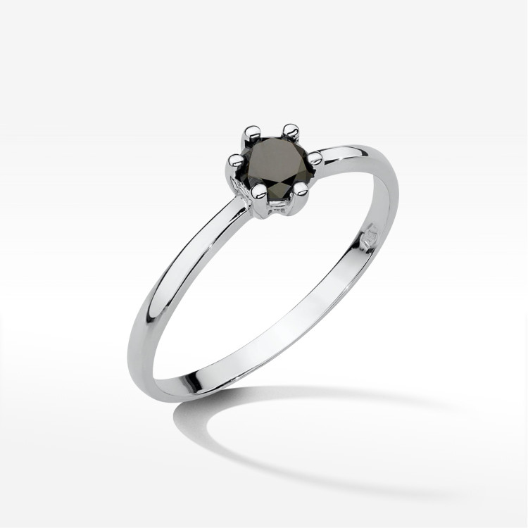 Pierścionek z białego złota z czarnym diamentem - próba 585 0,60CT PV-227BK