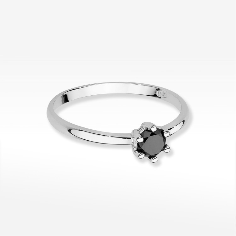 Pierścionek z białego złota z czarnym diamentem - próba 585 0,60CT PV-227BK