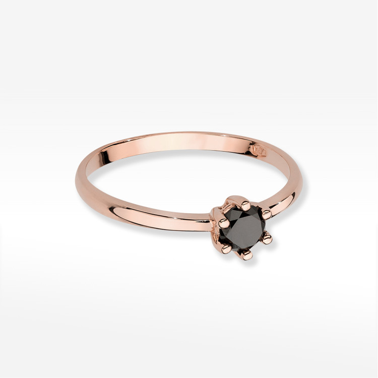 Pierścionek z różowego złota z czarnym diamentem - próba 585 0,60CT PV-227CK