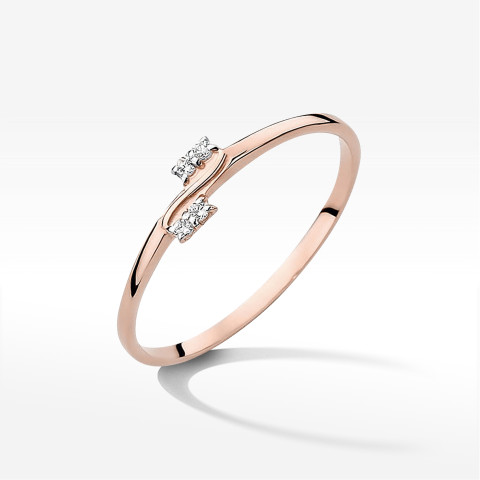 Pierścionek W0505 z diamentami 0,03CT różowe złoto