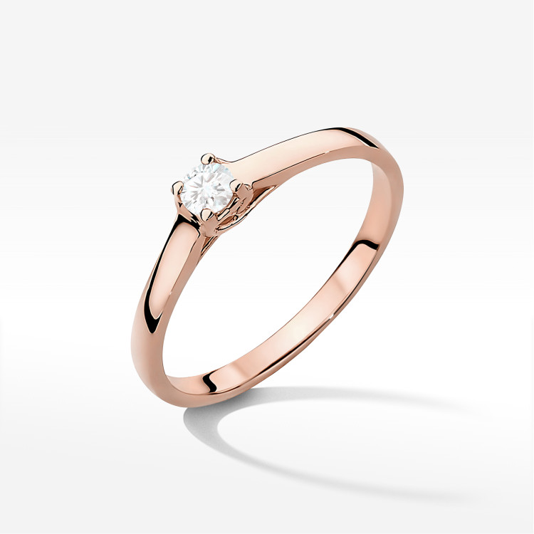 Pierścionek W0506 Diament 0,12ct różowe złoto