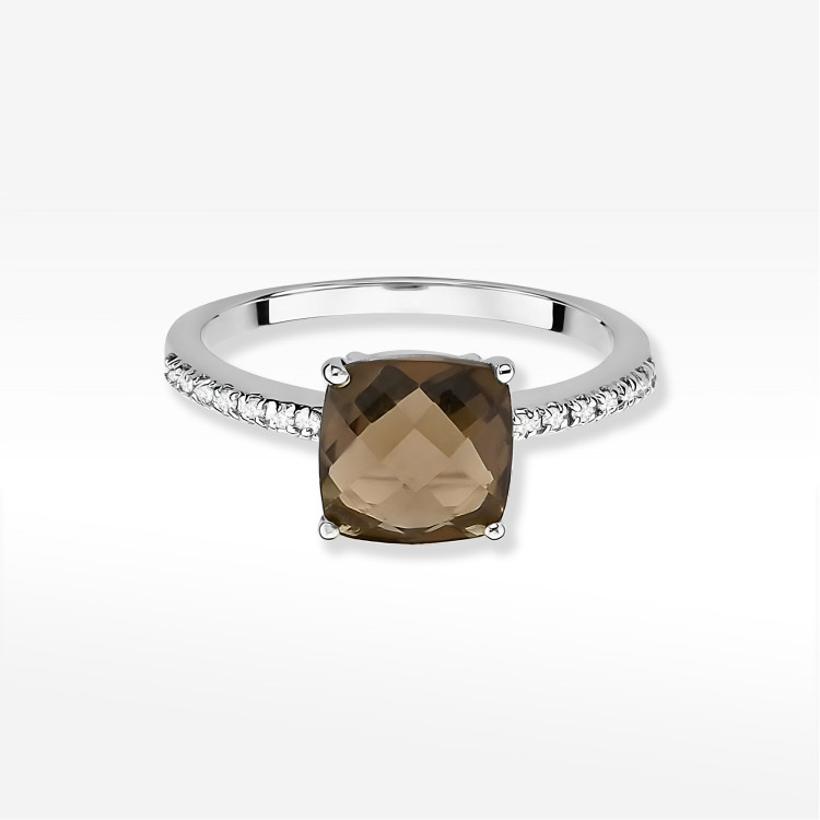 Pierścionek W0511 Kwarc Dymny 2,07ct białe złoto