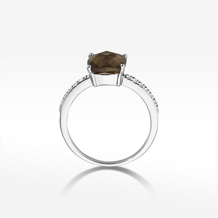 Pierścionek W0511 Kwarc Dymny 2,07ct białe złoto