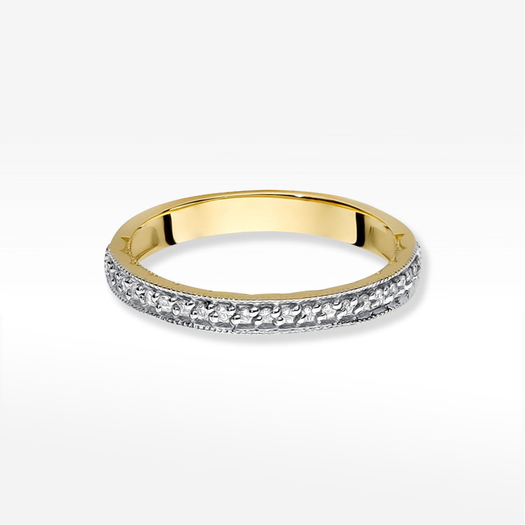 Pierścionek z żółtego złota z diamentami - próba 585 0,105CT W-521A