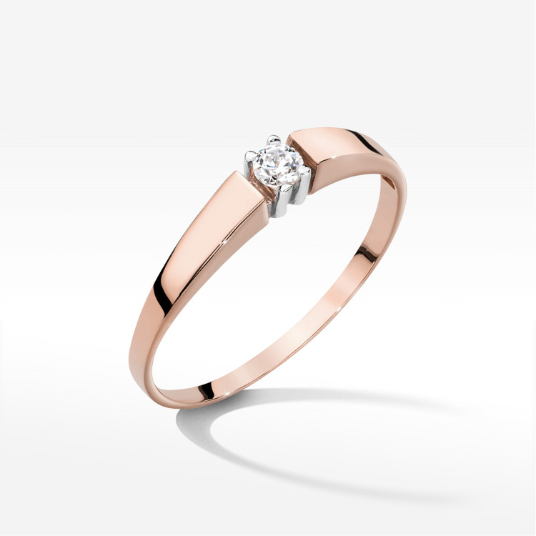 Pierścionek W0524 Diament 0,10ct różowe złoto
