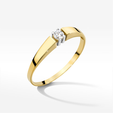 Pierścionek W0524 Diament 0,10ct żółte złoto