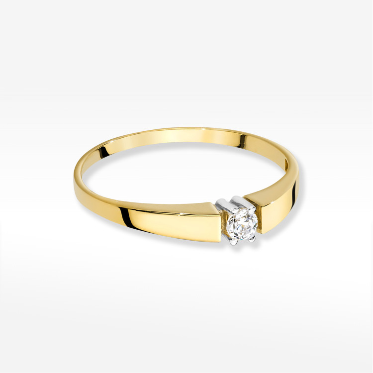 Pierścionek W0524 Diament 0,10ct żółte złoto