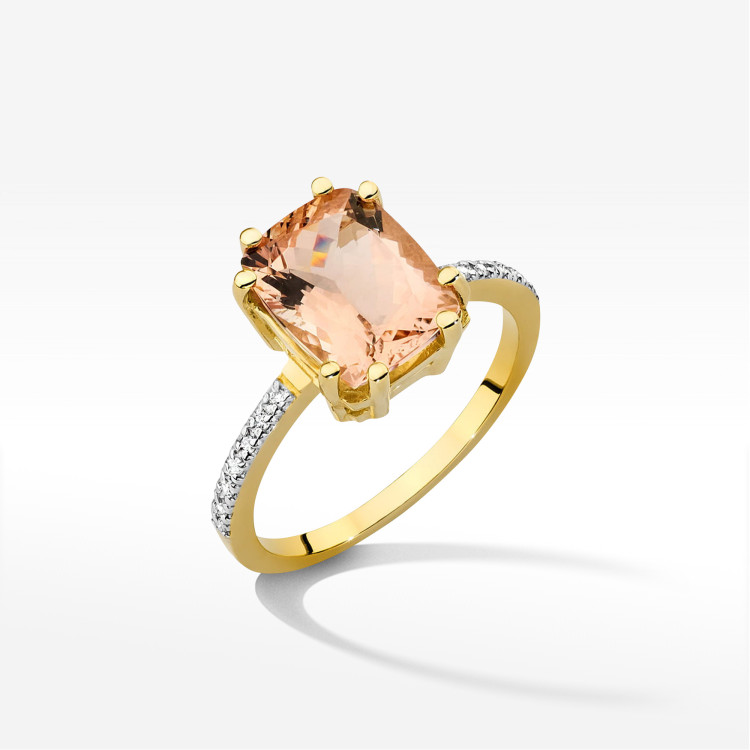 Pierścionek W0527 Morganit 2,87ct żółte złoto