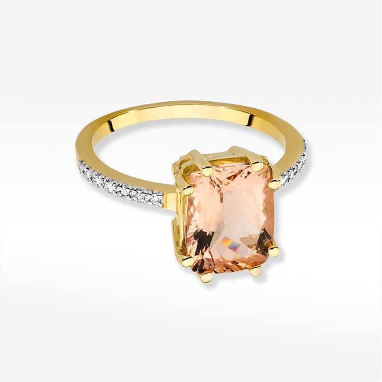 Pierścionek W0527 Morganit 2,87ct żółte złoto