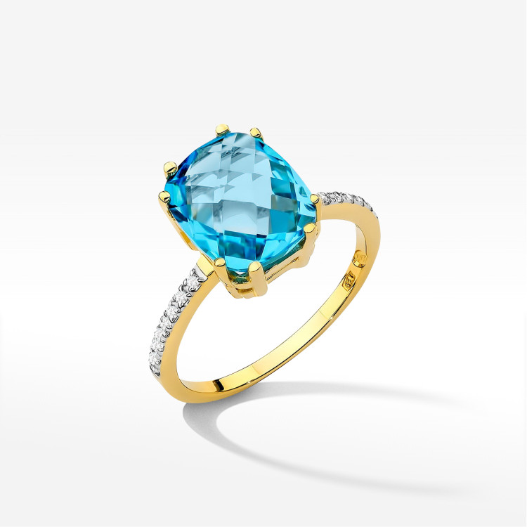 Pierścionek W0527 Topaz Swiss 3,07ct żółte złoto