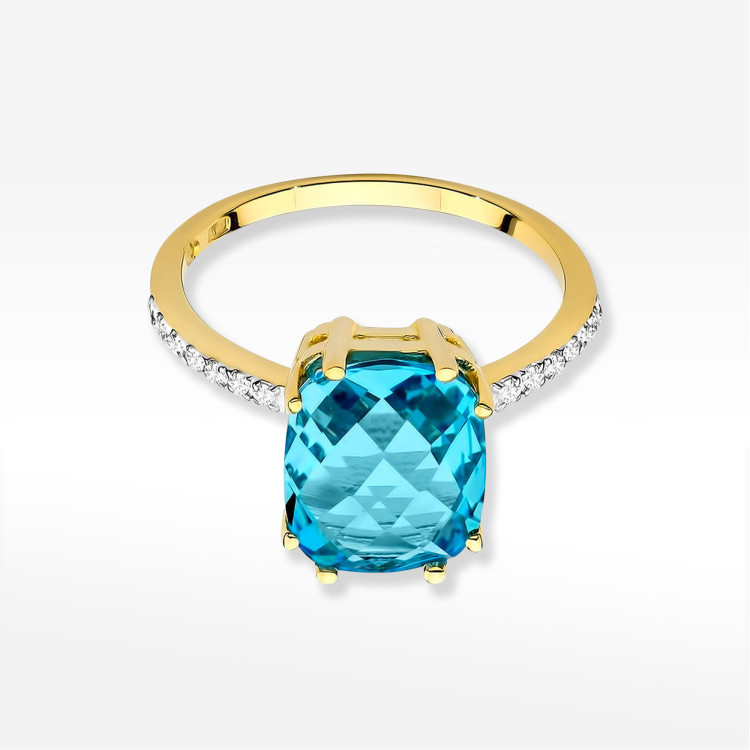 Pierścionek W0527 Topaz Swiss 3,07ct żółte złoto