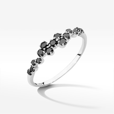 Pierścionek z czarnymi Diamentami 0,326ct białe złoto W0528