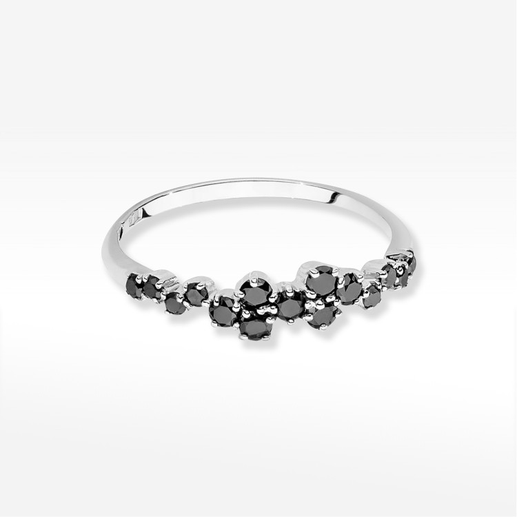 Pierścionek z czarnymi Diamentami 0,326ct białe złoto W0528