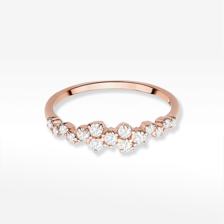 Pierścionek z diamentami 0,326ct różowe złoto W0528