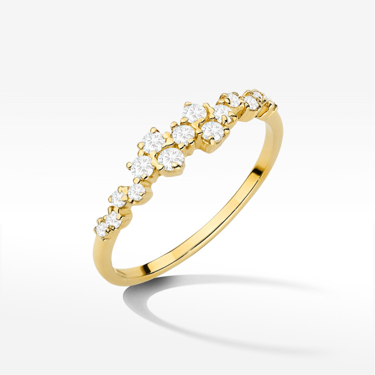 Pierścionek z diamentami 0,326ct żółte złoto W0528