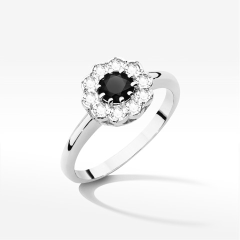 Pierścionek W0529 Czarny Diament 0,80ct białe złoto