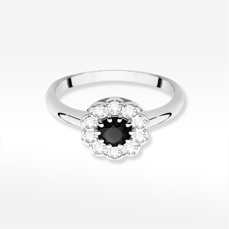 Pierścionek W0529 Czarny Diament 0,80ct białe złoto