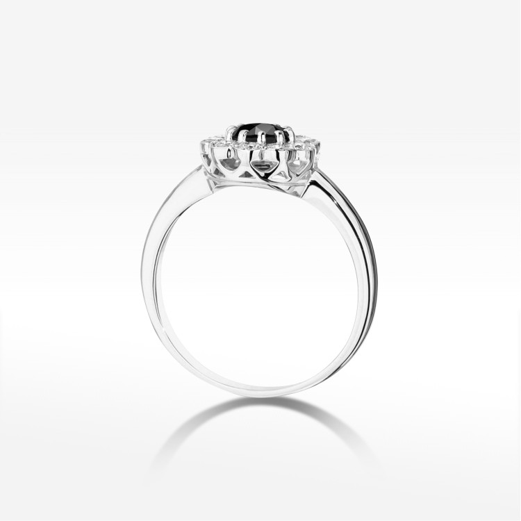 Pierścionek W0529 Czarny Diament 0,80ct białe złoto