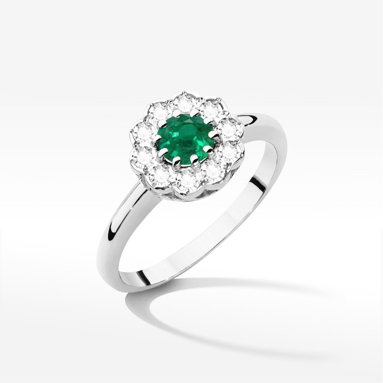 Pierścionek W0529 Szmaragd 0,80ct białe złoto