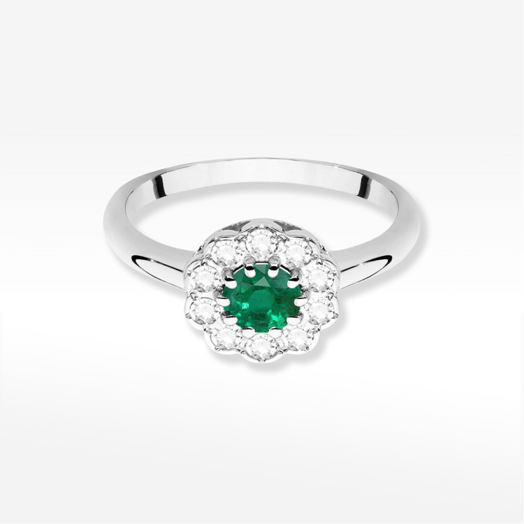 Pierścionek W0529 Szmaragd 0,80ct białe złoto