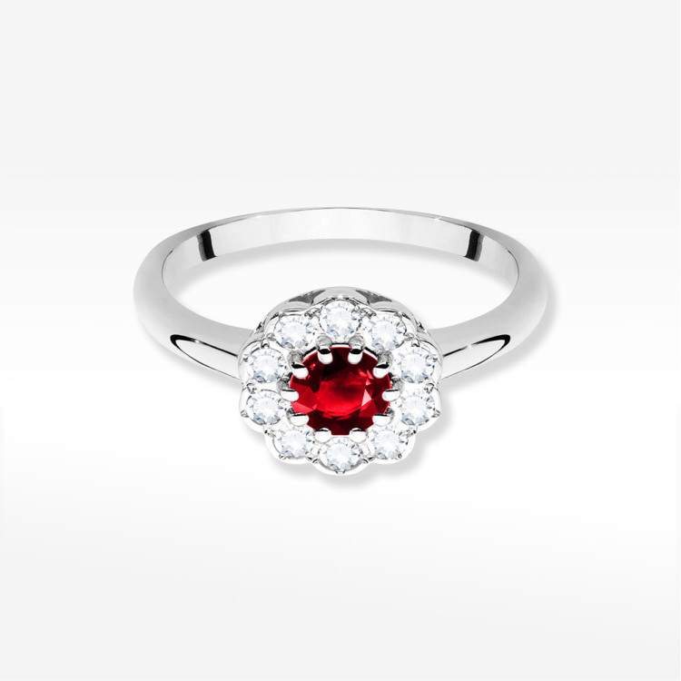 Pierścionek W0529 Rubin 0,90ct białe złoto
