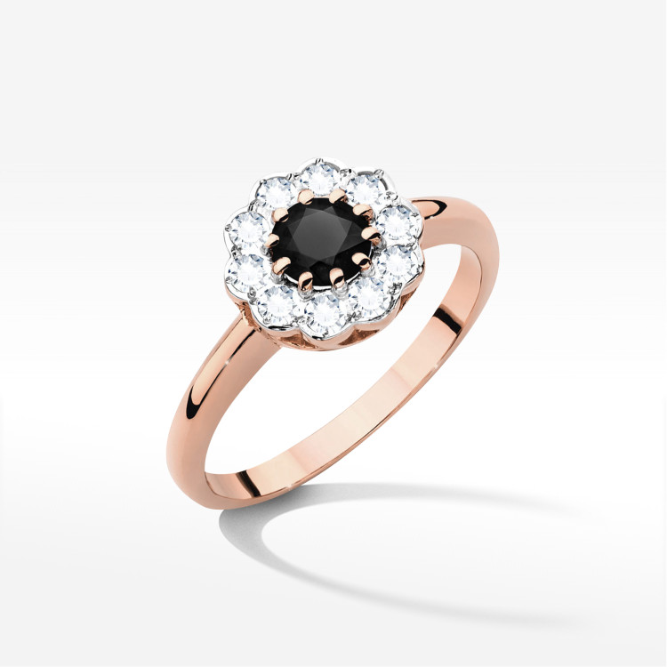 Pierścionek W0529 Czarny Diament 0,80ct różowe złoto