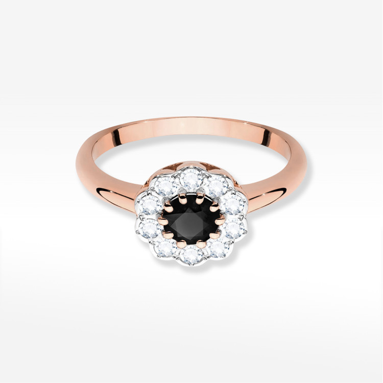 Pierścionek W0529 Czarny Diament 0,80ct różowe złoto