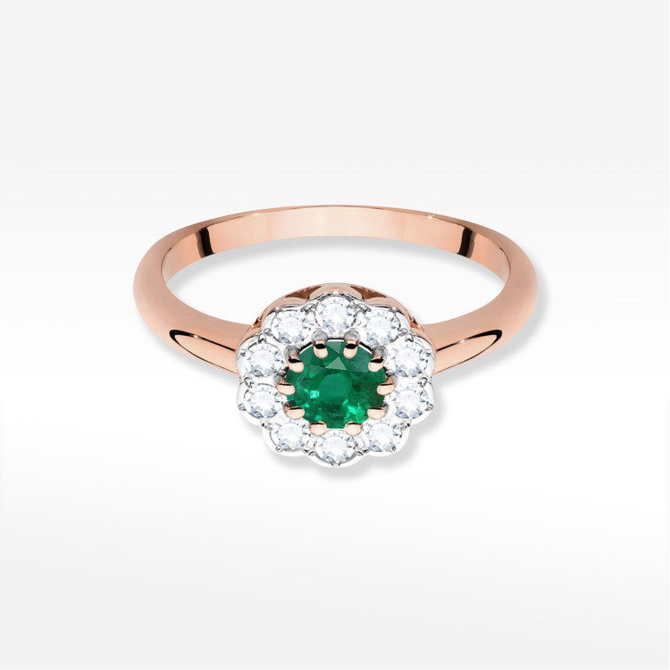 Pierścionek W0529 Szmaragd 0,80ct różowe złoto