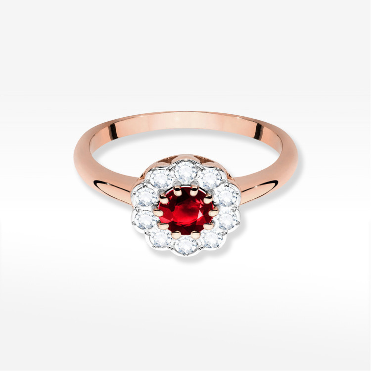 Pierścionek W0529 Rubin 0,90ct różowe złoto