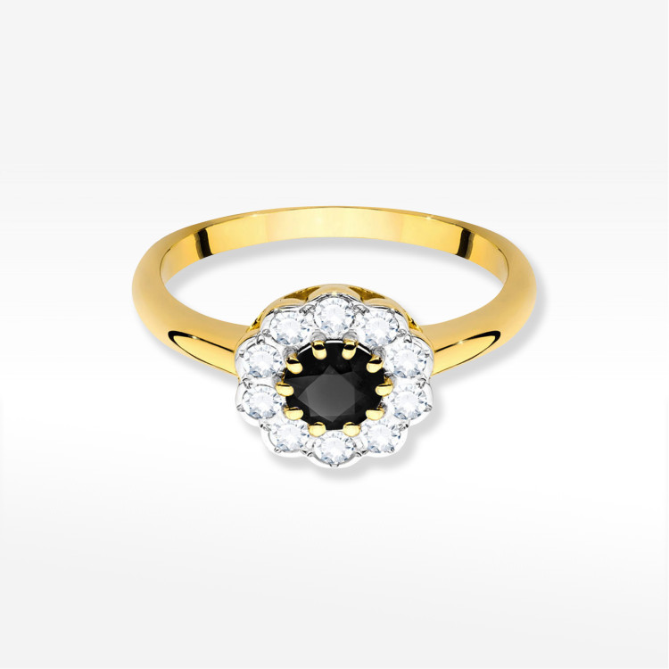 Pierścionek W0529 Czarny Diament 0,80ct żółte złoto