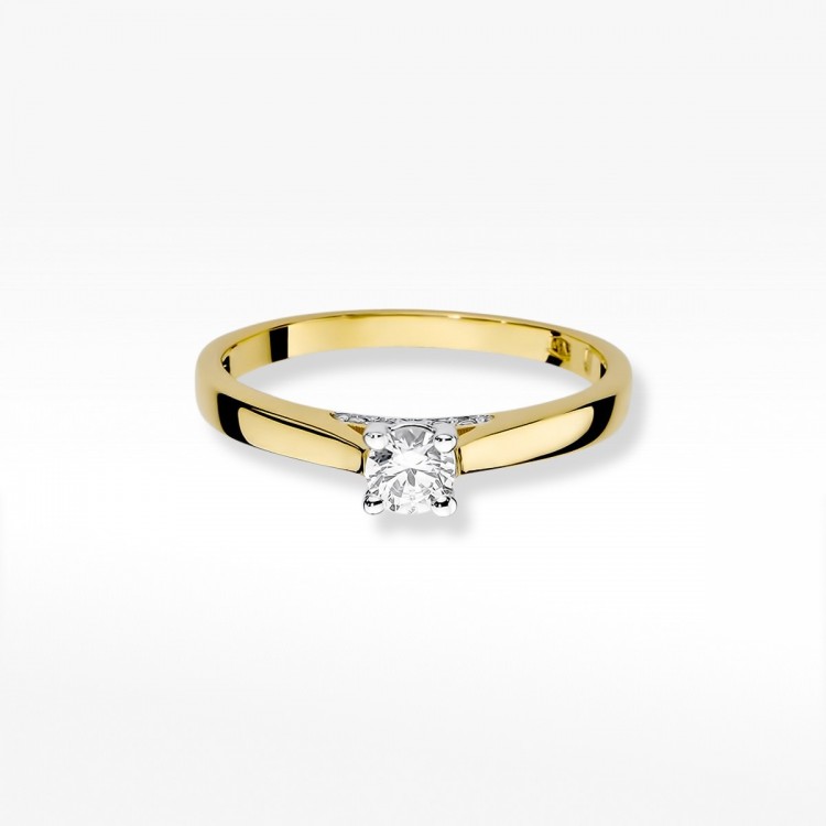 Pierścionek z żółtego złota z diamentami  - próba 585 0,30CT W-341A